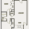 A floor plan of a building with rooms labeled.